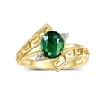 thumbnail image 1 of RYLOS Rings for Women 14K Yellow Gold Greek Key Designer Ring 9X7MM Gemstone & Diamond Ring September Green Sapphire Jewelry  Size 9, 1 of 7