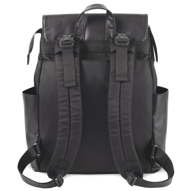 black vegan leather multi-compartment backpack Baosha Stylish Men Weekender Travel Duffel Tote Bag Hybrid Travel Hiking Rucksack Overnight Bag Convertible HB-26 ( Black) Perfect for everything from school to weekend trips MKF Collection Xandria Vegan Leather