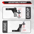 thumbnail image 3 of TYT Adjustable Trailer Hitch Ball Mount, 2" Towing Ball 7500 LBS, 9-1/2" Drop and 8-1/4" Rise, Fits 2-in Receiver with 2 Pin&Clips and 5/8" Premium Pin Lock for Hea, 3 of 6