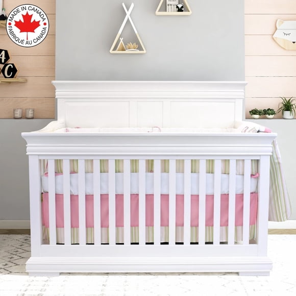 Bebelelo Ensemble de Literie pour Bébé 5 Pcs - Ensemble de Lit de Bébé avec Couette, Housse de Couette, Lit Contour, Drap-Housse et Jupe pour Enfants, Garçons, Filles, (Rose et Vert Lime avec Motif de Papillons)