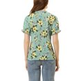 thumbnail image 3 of INSPIRE CHIC Women's Blouse Floral Ruffled Short Sleeve Ruffle Neck Casual Blouses XS Grayish Green, 3 of 7
