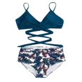 thumbnail image 4 of Female Two-Piece Bathing Suit  Spaghetti Strap Bikini Tops Leopard Print Bikini Panties Swimsuits Yellow L, 4 of 8