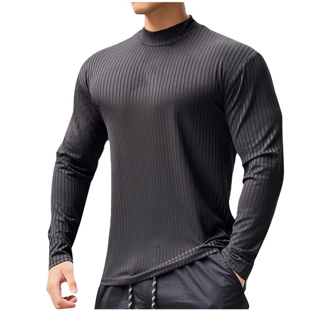 RXIRUCGD Chandail Décontracté de Mode pour Homme, Couleur Unie, Sport, Manches Longues, Col Rond, Chemisiers, Noir, Taille : L