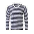 thumbnail image 2 of INSPIRE CHIC T-shirt à Manches Longues à Col Ras du Cou Rayé pour Homme en Coton, Haut à Enfiler Bleu Marine 38, 2 of 7