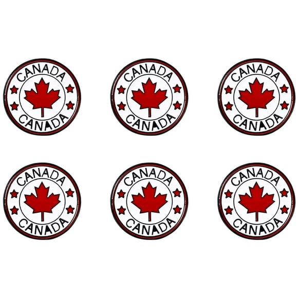 Jiibva 6 Pcs Round Brooch Jewellery Canada Flag Pin Canadian Badge Metal Lapel Pin For Decorative Scarf Shawl Themed Party