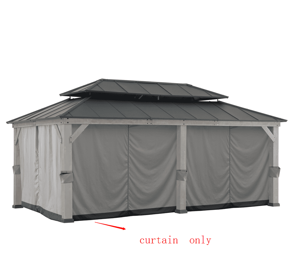 SUNJOY Rideau de Remplacement pour gazebo, Rideaux Extérieurs imperméables à 6 panneaux pour gazebo de 12 x 20 pieds, protection pour terrasse et jardin