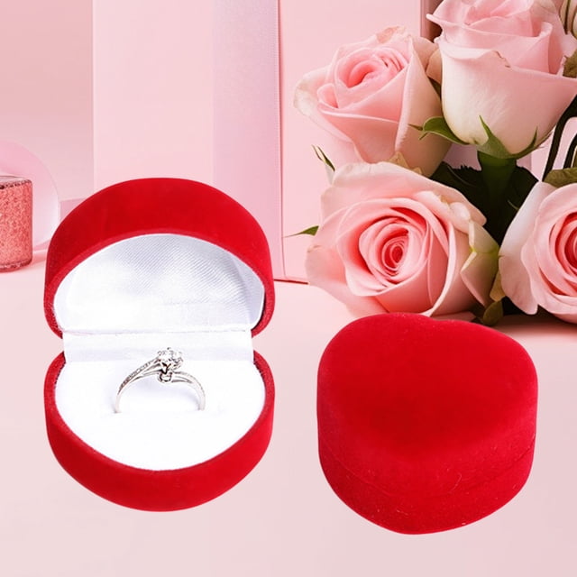 KTTECTOA Flocking Ring Box Heart-shaped Flip Lid Jewelry Proposal Ring Box Jewelry Gift Packaging Storage Clearance Home Organization Canada Days Room Decor Kitchen Decor