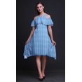 thumbnail image 4 of Bimba Robe Midi à Manches Flottantes Imprimé Teinture sur Nœuds Bleu Épaules Dénudées Femme - Large, 4 of 6