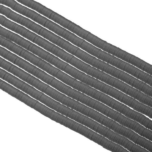 Unique Bargains Entretoise de Perles en Argile Polymère 6 mm, 3500 Pcs 10 Brins Ronde Plate Faite à la Main Entretoise de Perles, Gris Foncé