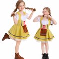 thumbnail image 4 of Huvoen Robe de Bal à Manches Courtes pour Filles, Col Rond, Smockée, à Nouer, Ligne A, Volants, Fluide, Évasée, Halloween, Robe de Soubrette, Jaune, P, 4 of 5