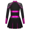 thumbnail image 2 of iiniim Enfants Filles Robe d'Uniforme de Cheerleading Costume de Cheerleader Tenues de Cosplay Uniforme Scolaire Costume Tenue de Danse Noir&Rose Vif 16, 2 of 5