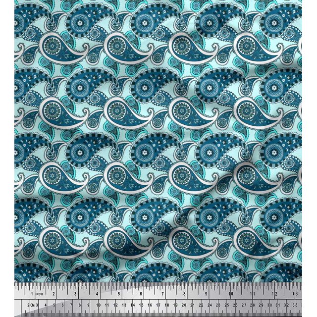 Soimoi Cotton Cambric Fabric Floral & Paisley Print Fabric by Yard 42 Inch Wide