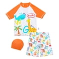 thumbnail image 1 of Akiihool Boy Swimming Set Boys Two Piece Rash Guard Swimsuits Kids Short Sleeve Sunsuit Swimwear Sets (Orange,7-8 Years), 1 of 4