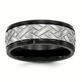 thumbnail image 1 of Stainless Steel Brushed Black IP Grooved Ring 12.5 Size, 1 of 6