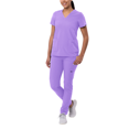 thumbnail image 1 of Adar Addition Go-Basic Scrub Set For Women - Slim V-Neck Scrub Top & Skinny Cargo Scrub Pants, 1 of 7