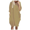 thumbnail image 1 of Robe Décontractée pour Femmes, Longueur Genou, Manches Longues, Ample, Tendance, Imprimée, Robe Confortable Coupe Droite, Robe T-Shirt avec Poches, 1 of 3