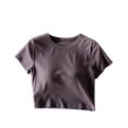 thumbnail image 1 of fatyb Hauts Courts pour Femmes à Manches Courtes avec Soutien-Gorge Intégré Hauts de Sortie Col Ras du Cou Entraînement T-Shirts Basiques Rembourrés, 1 of 3