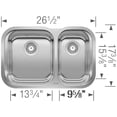 thumbnail image 2 of Essentiel Évier de Cuisine Encastré en Acier Inoxydable 27 Pouces 70/30 à Double Bol, 2 of 3