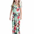 thumbnail image 1 of WEAIXIMIUNG Robes pour Filles 4T à 5T Robe Longue Maxi Décontractée Ample à Manches Courtes à Imprimé Floral avec Poches pour Fille 5-6 Ans, 1 of 4