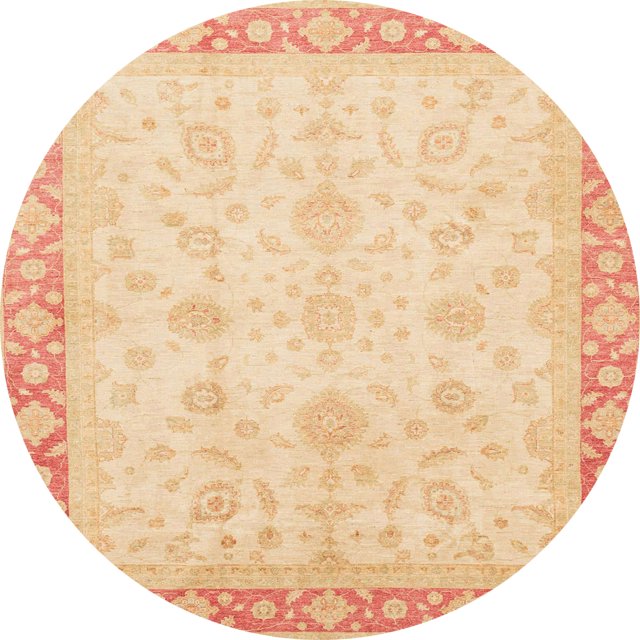 Ahgly Company Tapis Rond Abstrait Marron Or pour Intérieur, 4 Pieds Rond