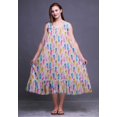 thumbnail image 3 of Bimba Chemises de Nuit en Coton Imprimées Colorées à Plumes Gris Clair14 pour Femmes Robe Sans Manches Tenue de Nuit Robe Maxi Grande, 3 of 6