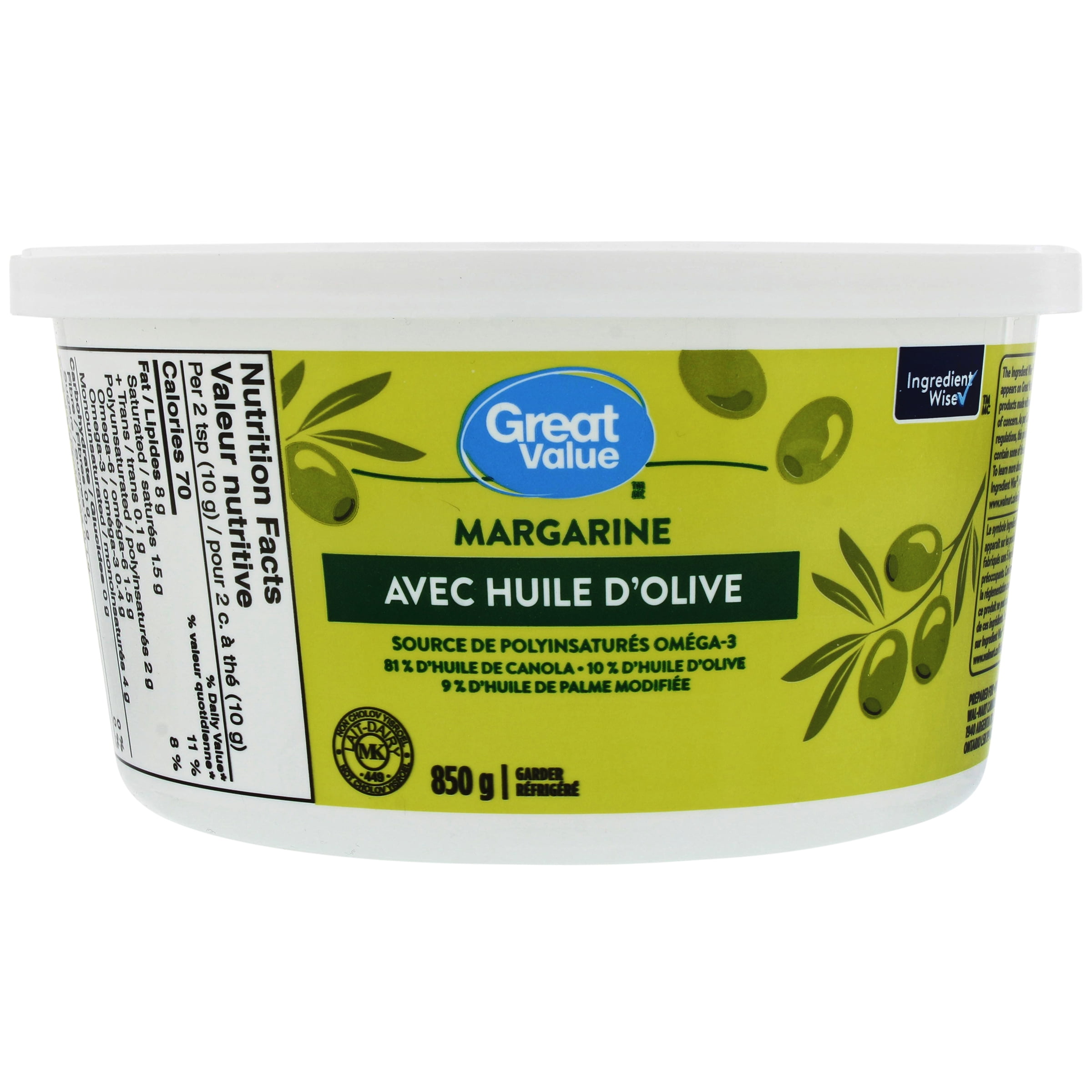 Margarine avec huile d’olive Great Value