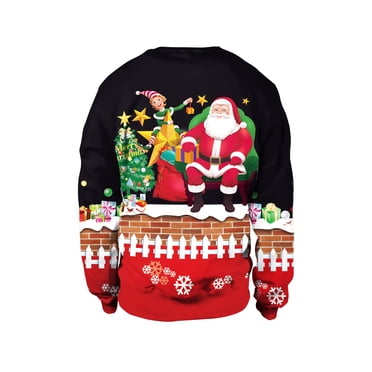 Chandail de Noël Laid pour Hommes Vêtements de Noël Décontractés Hauts Amples Chandail à Manches Longues Col Rond Chandail Laid de Noël