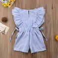 thumbnail image 4 of Combinaison Courte d'Été pour Bébé Fille à Manches Pétales, Taille Élastique, Imprimé Floral, Rayée, 4 of 7