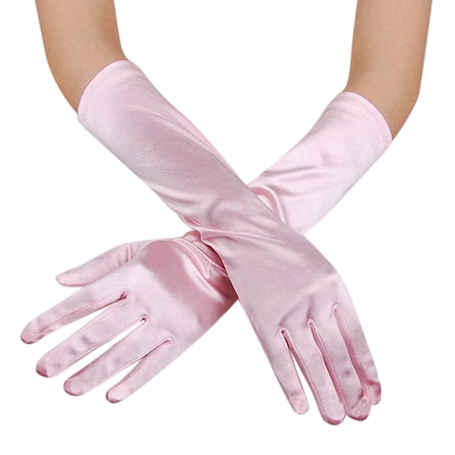 Gants Longs en Satin pour Femmes Opéra Mariage Nuptiale Soirée Fête Bal Gants PK. une Paire de Gants en Satin Extensibles Roses avec une Finition Lustrée, s'Étendant à l'Avant-bras. Conçus pour les Mariages, Bals, Opéra et Événements Formels, Ces Gants Sont une Taille Convient à la Plupart et Mesurent 38 cm (14.96 Pouces) de Longueur.