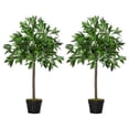 thumbnail image 1 of Outsunny Ensemble de 2 Lauriers Artificiels de 3 Pi, Plante Factice en Pot Réaliste, 1 of 10