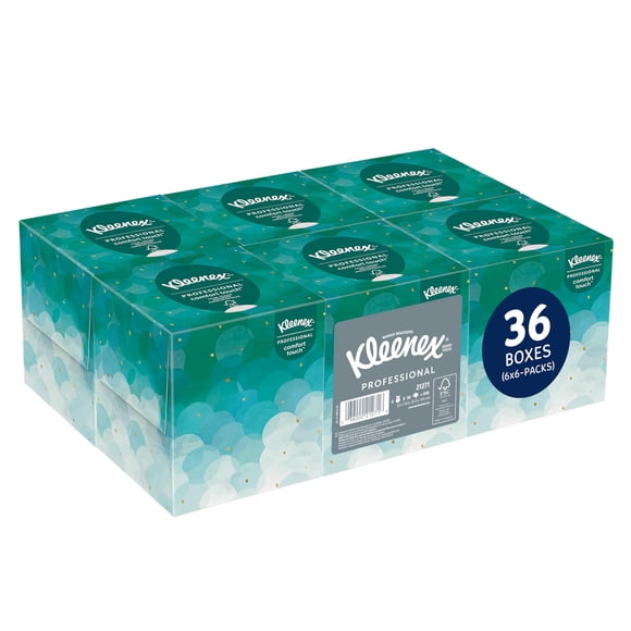 Kleenex Cube Professionnel de Mouchoirs pour le Visage pour Entreprises (21271), Boîte de Mouchoirs pour le Visage Verticale, 6 Lots/caisse, 6 Boîtes/paquet, 36 Boîtes/caisse