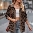 thumbnail image 2 of PEZHADA Womens Shacket Jacket New Leopard Print Button Long Sleeve Jacket Shirt Coat with Pocket Brown, 2 of 6