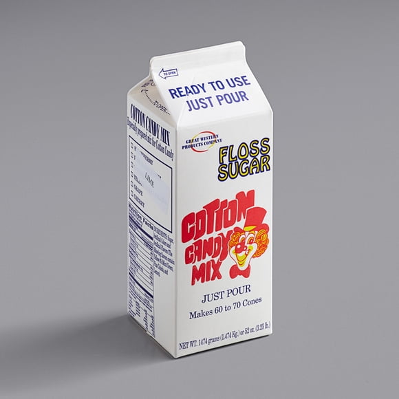 Great Western 1/2 Gallon Carton Green Lime Cotton Candy Floss Sugar - 6/Case