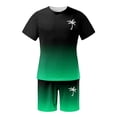 thumbnail image 2 of Liyamei Men's Summer Tracksuit Plus Size Short Sleeve O Neck Athletic Suit Casual Color Block Drawstring Waist Tracksuit Set, 2 of 4