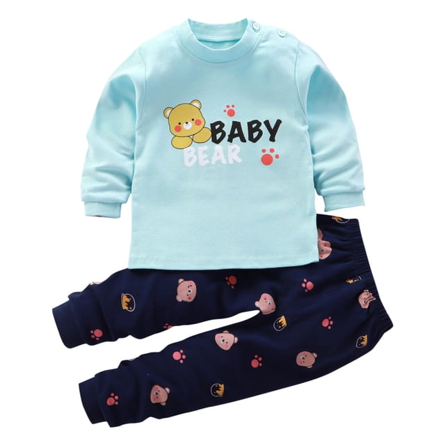 Pisexur Tenue d'Automne pour Bébé Fille Garçon, Ensemble 2 Pcs, Ensembles de Pyjamas pour Tout-Petit Bébé, Chandails à Col Rond à Manches Longues et Pantalons, Mode Décontractée, Ensemble de Vêtements de Nuit en Coton pour Garçons, 3 Mois à 6 Ans