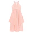 thumbnail image 4 of Miaeowve Flower Girls Sequined Halter High Neck Ruched Bust Chiffon Maxi Party Dress Wedding Prom Ball Gown Light Pink 12, 4 of 6