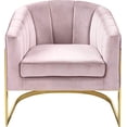 thumbnail image 4 of Meridian Furniture Carter Collection Fauteuil d'Appoint Moderne / Contemporain Rembourré en Velours à Dossier Tonneau avec Base en Acier Inoxydable Doré, Rose, 29 Pouces L x 27.5 Pouces P x 31 Pouces H, 4 of 5
