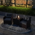 thumbnail image 4 of IdealHouse 3 Pieces Patio Furniture Set, PE Rattan Wicker 3 Pcs Outdoor Sofa Set w/Washable Cushion and Tempered Glass Tabletop, Conversation Furniture for Garden Poolside Balcony (Grey), 4 of 8