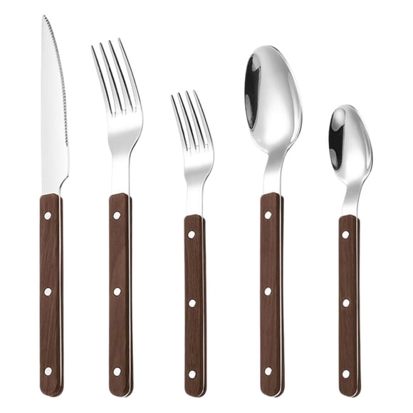 Tumotour Stainless Steel Studded Clip Handle Western Knife Fork And Spoon Cutlery Set French Steak Knife Fork Dessert Spoon And Fork 5 Piece Set