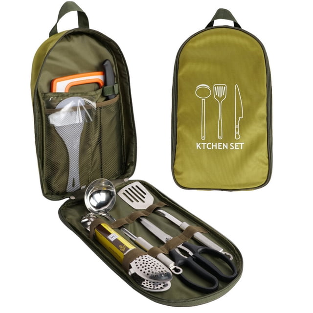 Ensemble de 8 Pcs Outil de Cuisine Vaisselle Batterie de Cuisine Sac de Rangement Pique-Nique en Plein Air pour Cuisine Randonnée Voyage Pochette Sacs Fourniture Coloré/8 Pcs/ensemble