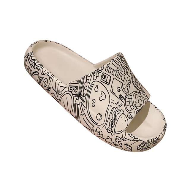 Cloud Slides for Women Cute Cartoon Print Shower Slippers Comfort Quick Drying Bath Sandals Soft Platform Sandals