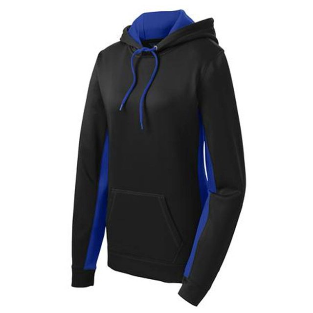 Pull à Capuche en Polaire Colorblock pour Femmes, Noir/royal Véritable - Petit