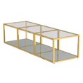thumbnail image 1 of Table de Basse Petite Contemporaine en Métal et Verre, Jeu de 3 - Or, 1 of 7