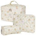 thumbnail image 2 of ZZkhGO Large Capacity Partitioned Storage Bag, Polyester Quilted Travel Organizer, Vintage Floral Makeup Pouch Set with 3 Sizes for Business Trips, 2 of 7