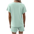 thumbnail image 3 of Birdeem Womens Summer Short Sleeve V-Neck Tops Shorts Comfortable Homewear Two-Piece Set, 3 of 8