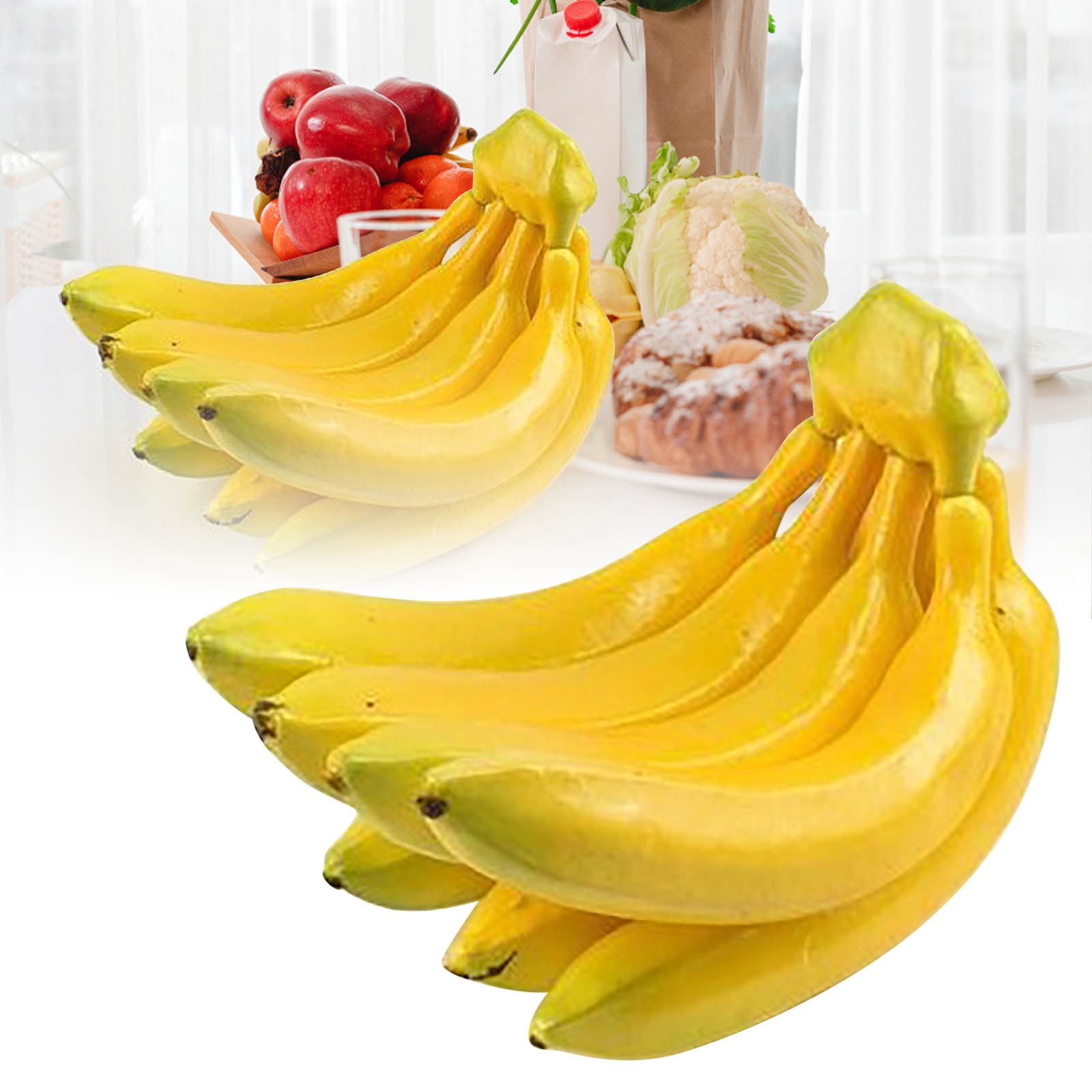 Desktop Ornament Bananas Bunch Lifelike Banana Cluster Decoration for Photography Props Home Kitchen Party Tabletop