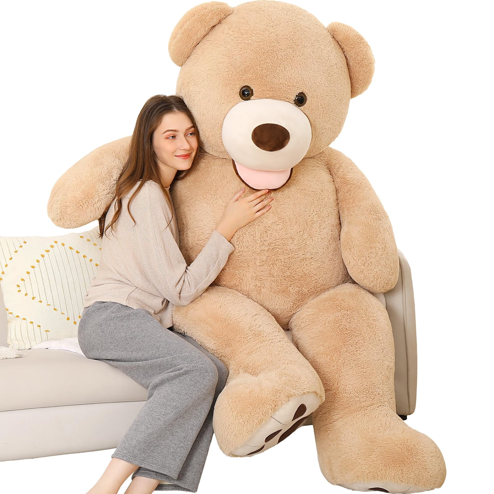 MorisMos Giant Teddy Bear Plush 5ft, Life Size Huge Brown Teddy Bears for Girlfriend Boyfriend, 5 Foot Large Big Stuffed Animal Gifts for Lover on Va