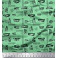 thumbnail image 1 of Soimoi Green Velvet Fabric Coffee Time Text Decor Fabric Printed Yard 58 Inch Wide, 1 of 5