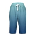 thumbnail image 3 of UPPADA Boho Shorts for Women Linen Shorts for Women Gradient Color Sweatshorts Drawstring High Waisted Short Pants Knee Length Sweatshort Pockets of Day Deals of Day Sale Clean, 3 of 5