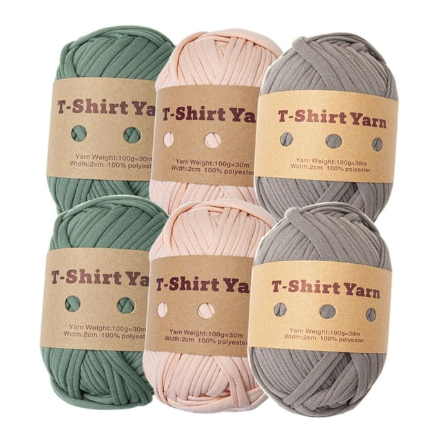 6 Pieces T Shirt Yarn Easy to Knit 3 Colors Hand Knitting Craft Project Knitting Style C